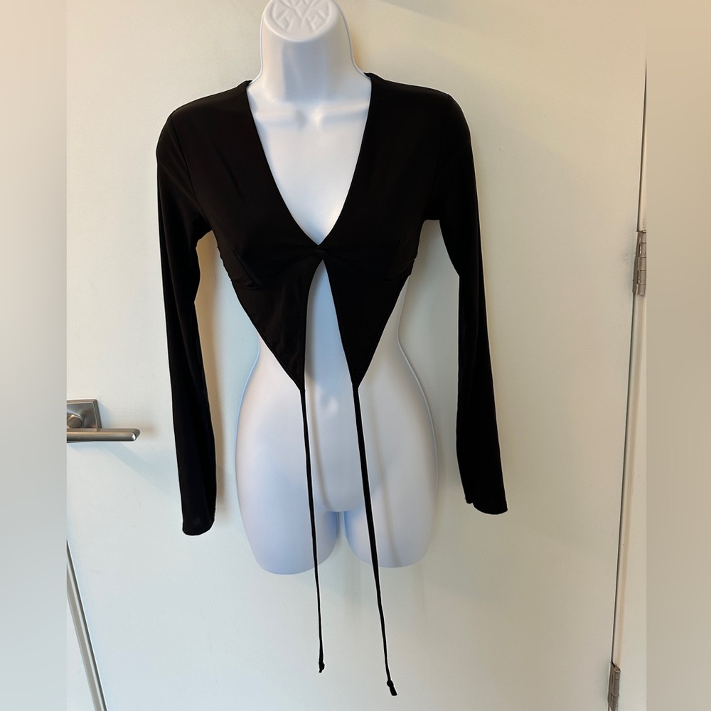 EGO Chic Black Long Sleeve Crop Top